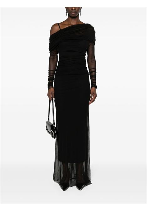 Black off-shoulder tulle midi dress Christopher Esber - women CHRISTOPHER ESBER | 24013144BLK